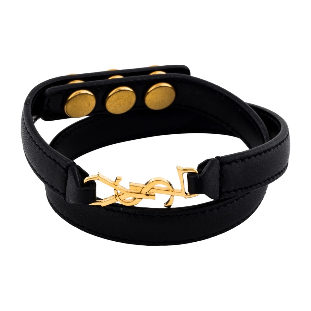YSL LEATHER DOUBLE WRAP BRACELET